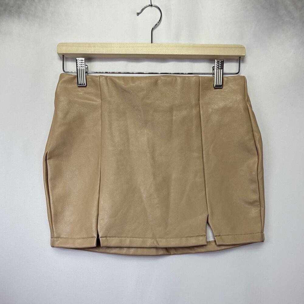 AFRM - TALIA MINI PU‎ LEATHER SKIRT - NOIR Size X-Small Tan Stretch